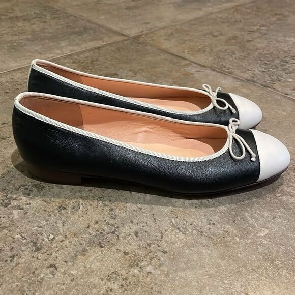J. Crew Kiki Black and White Cap Toe Ballet Flats Shoes Womens Size 6 - Picture 11 of 13
